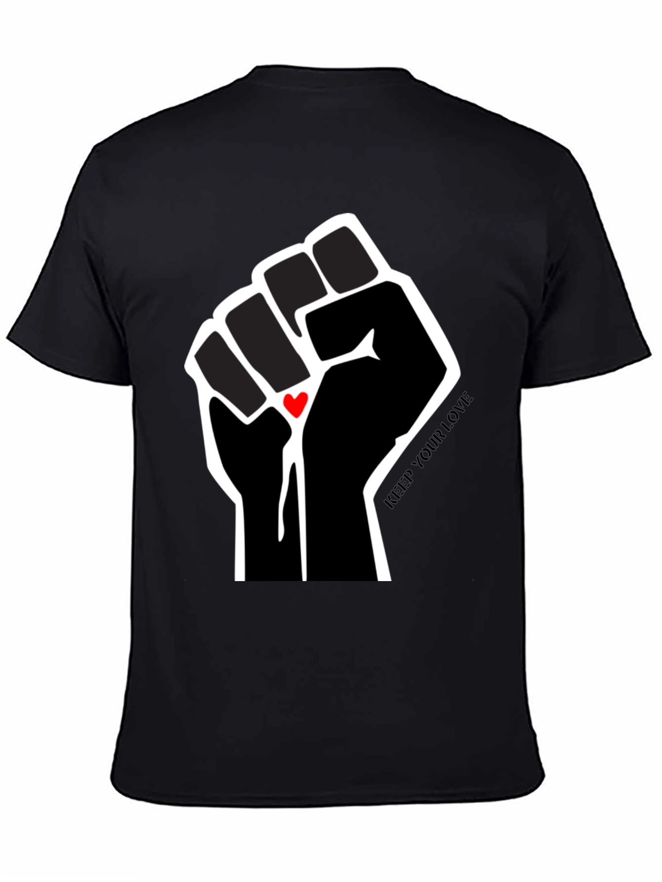 Empowered Love T-Shirt - Black Fist with Heart