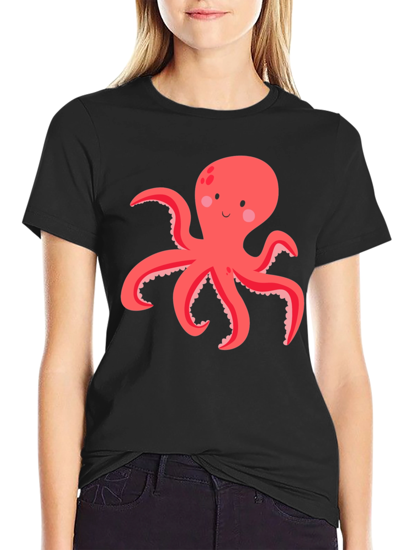 Octopus Graphic Tee - Black Cotton Blend