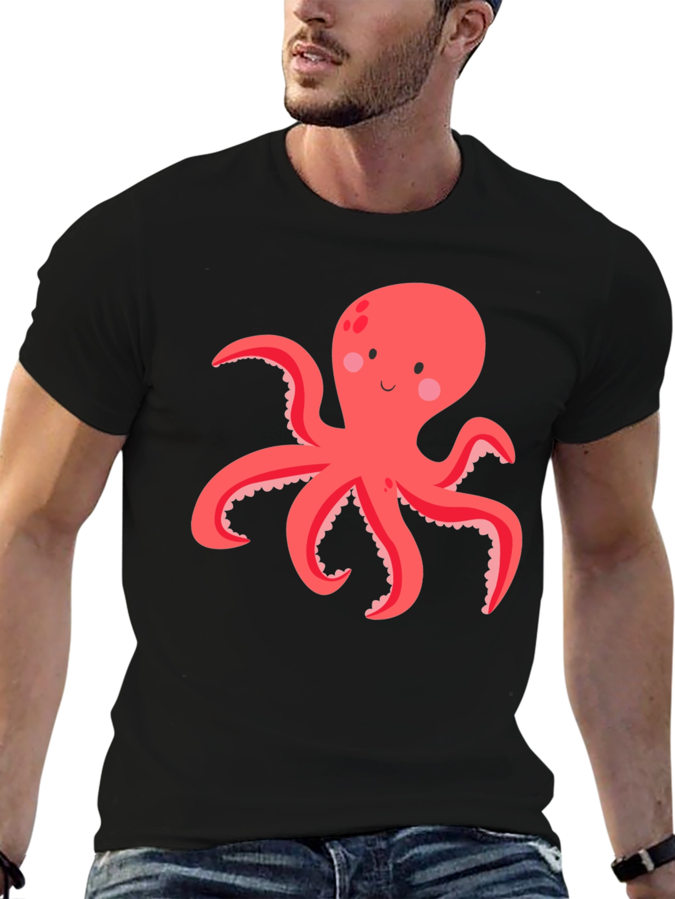 Octopus Graphic Tee - Black Cotton Blend