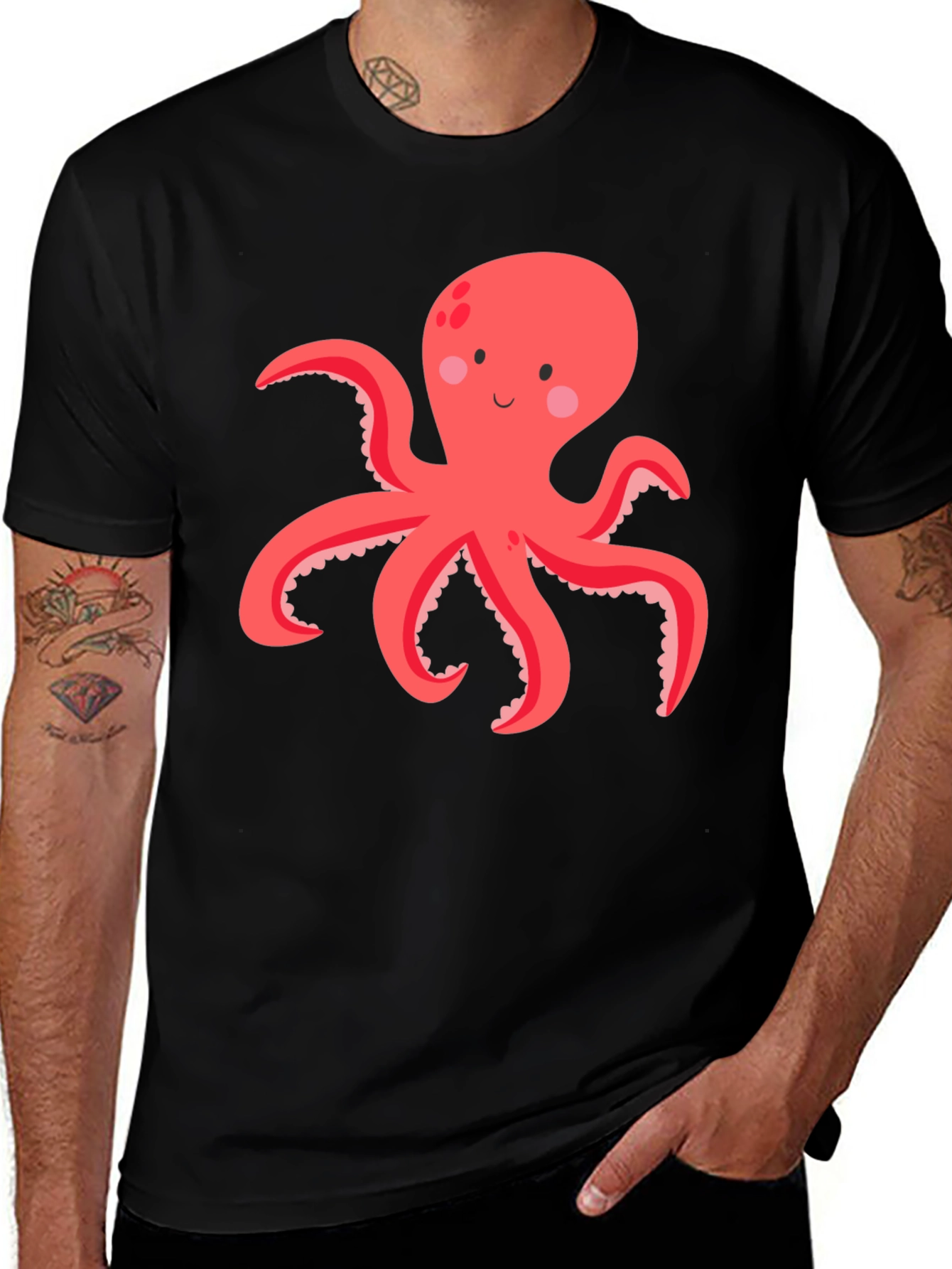 Octopus Graphic Tee - Black Cotton Blend