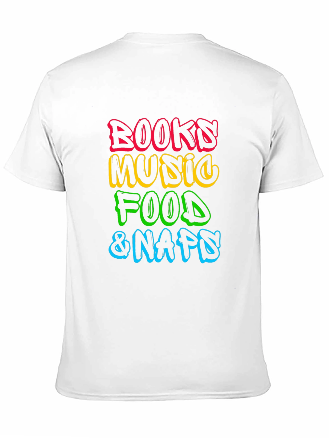 Books Music Food Naps Black T-Shirt