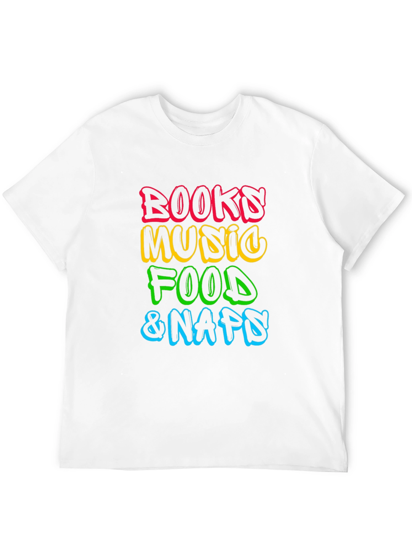 Books Music Food Naps Black T-Shirt