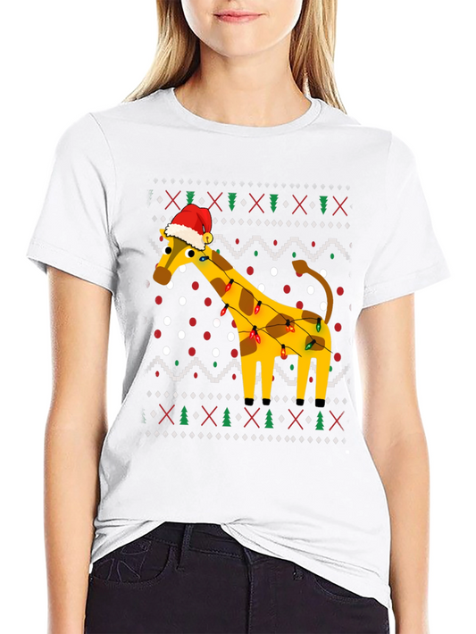 Giraffe Christmas Lights Ugly Christmas T-Shirt