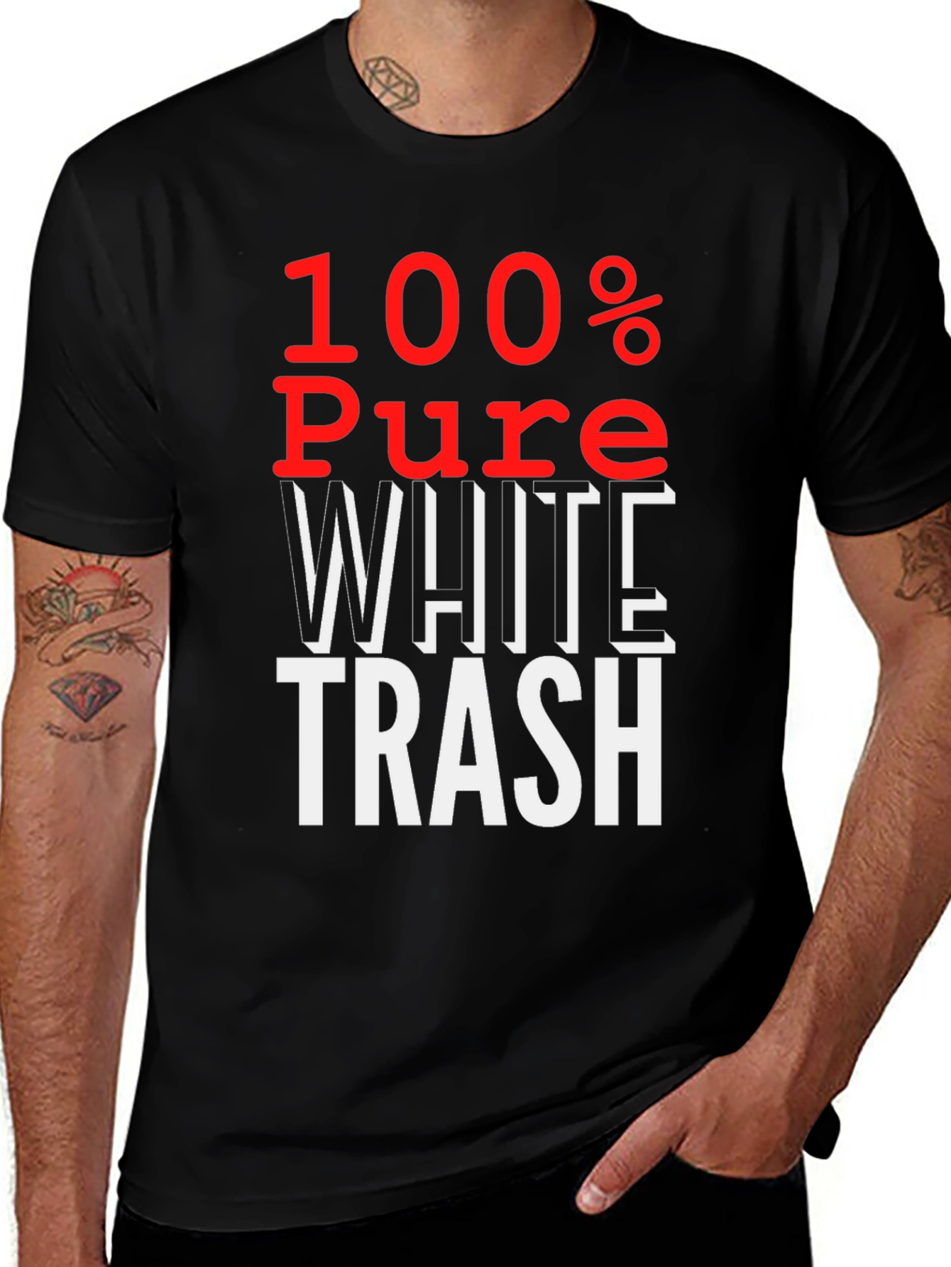 100% Pure White Trash T-Shirt - Bold Statement Tee