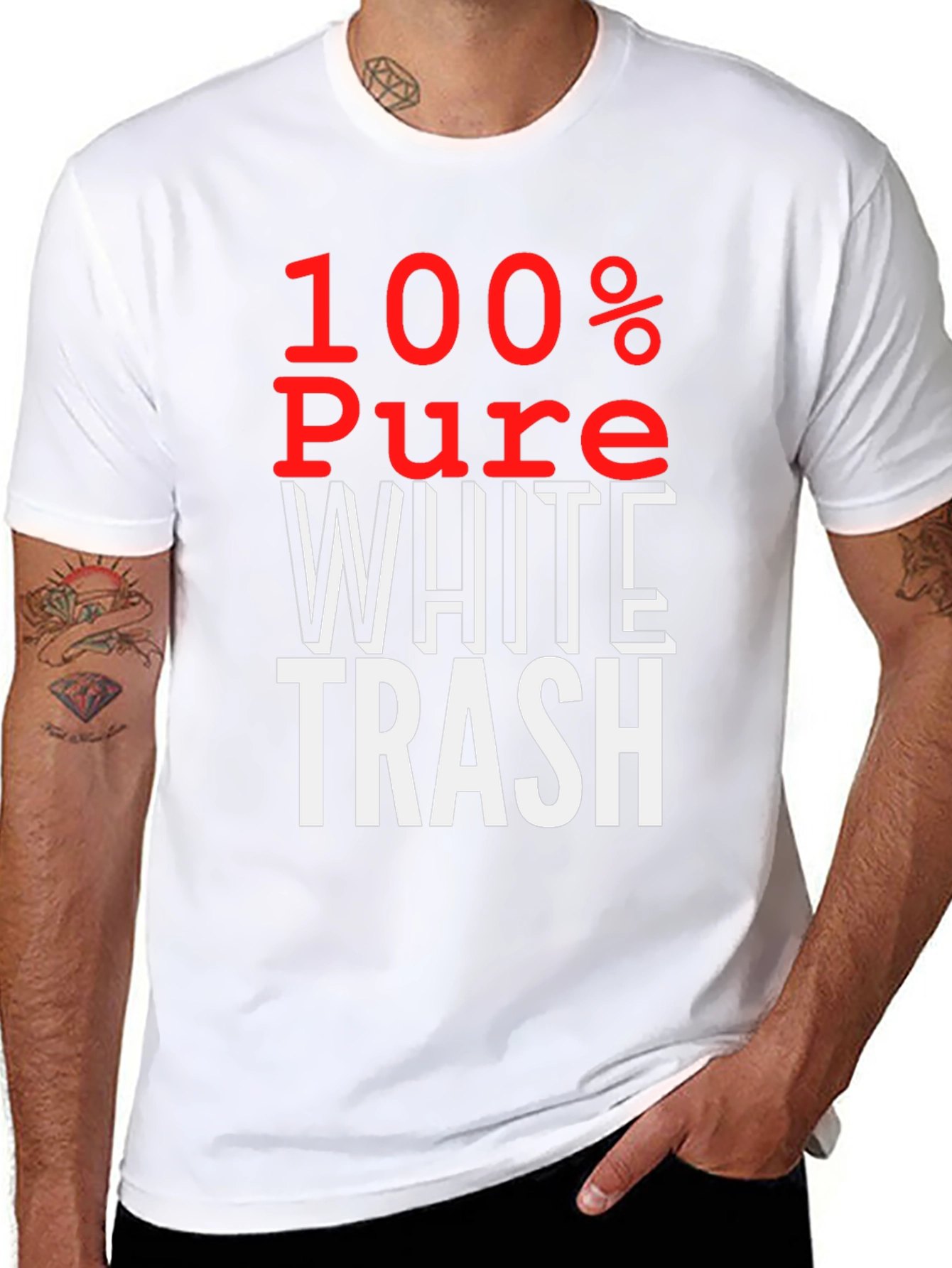 100% Pure White Trash T-Shirt - Bold Statement Tee