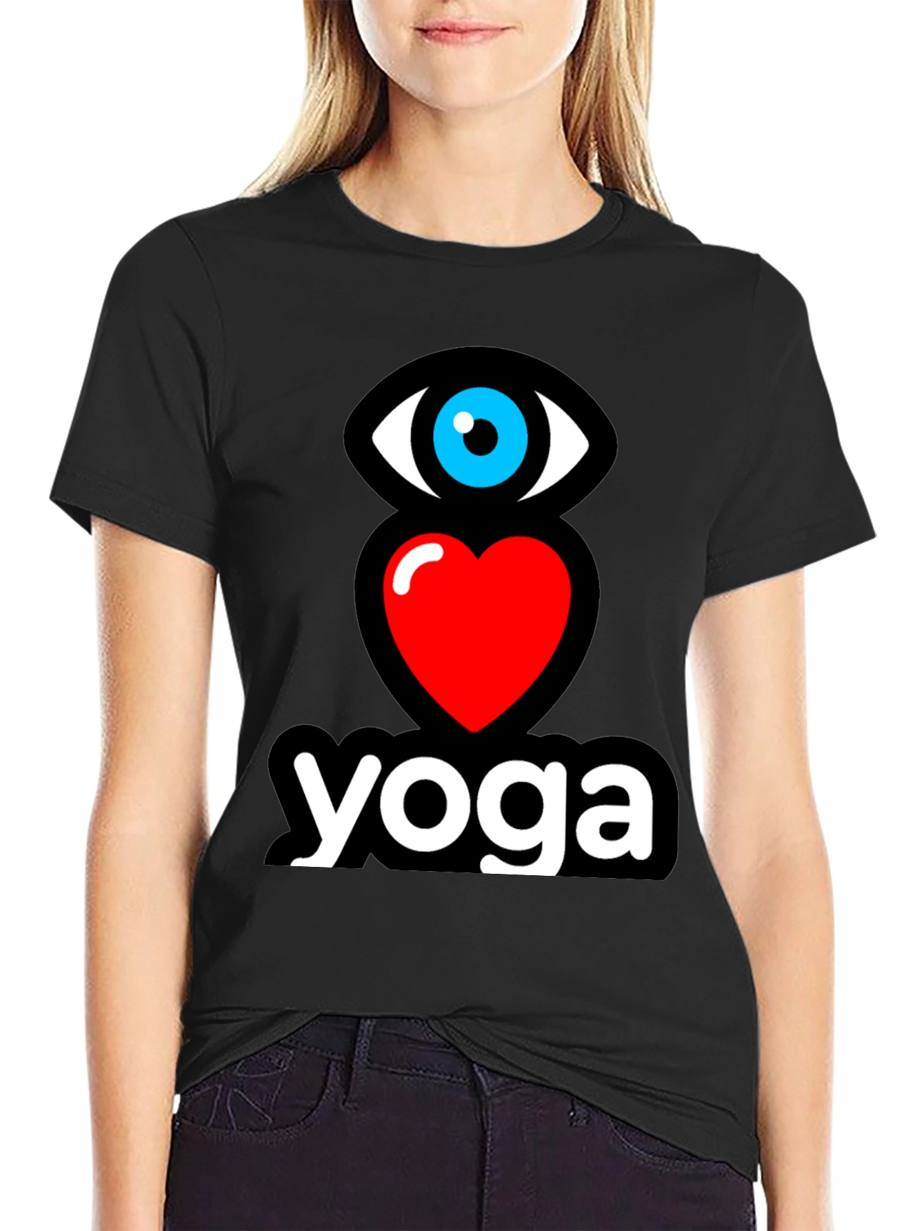 Eye Heart Yoga Black Graphic T-Shirt