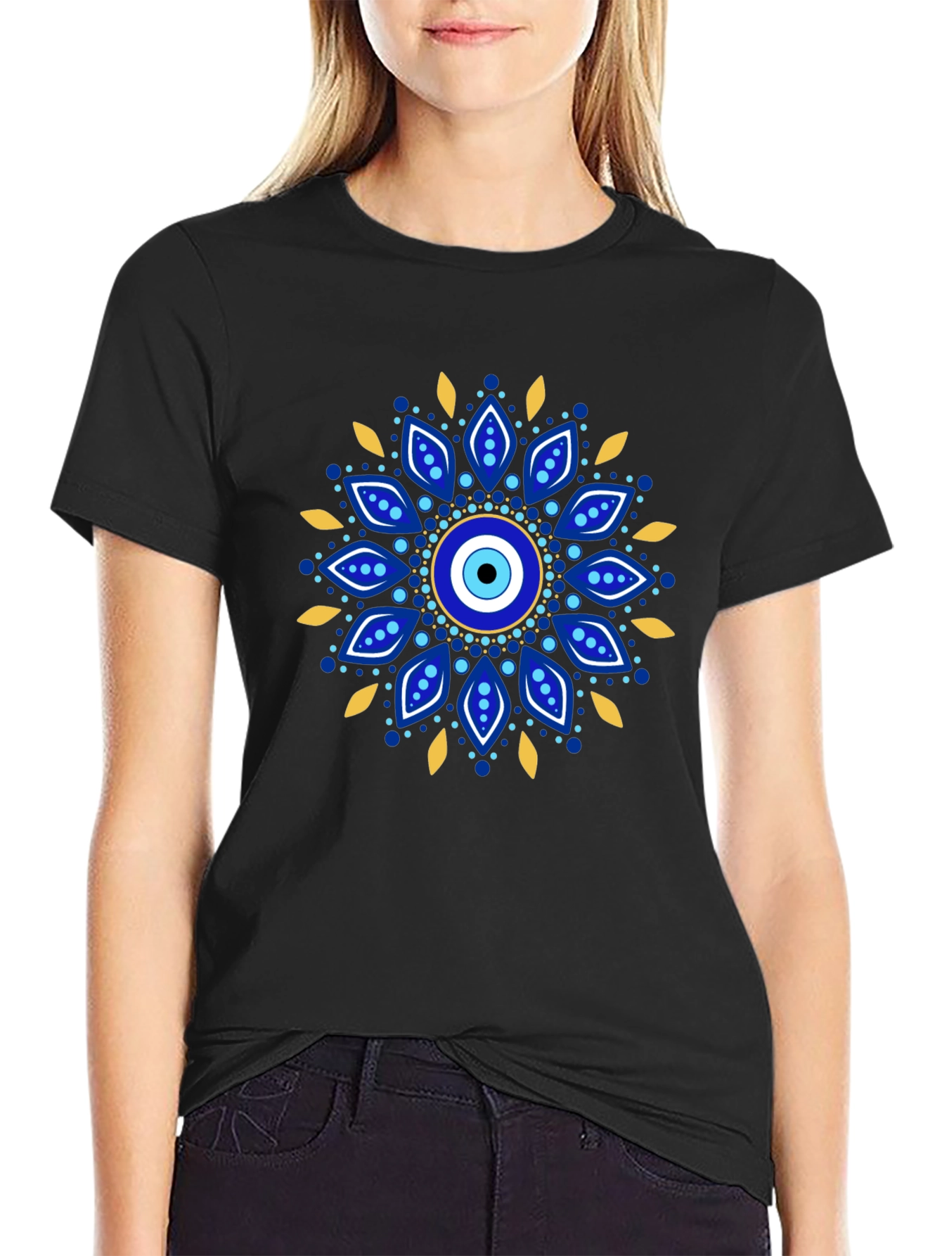 Evil Eye Mandala Graphic Tee - Black
