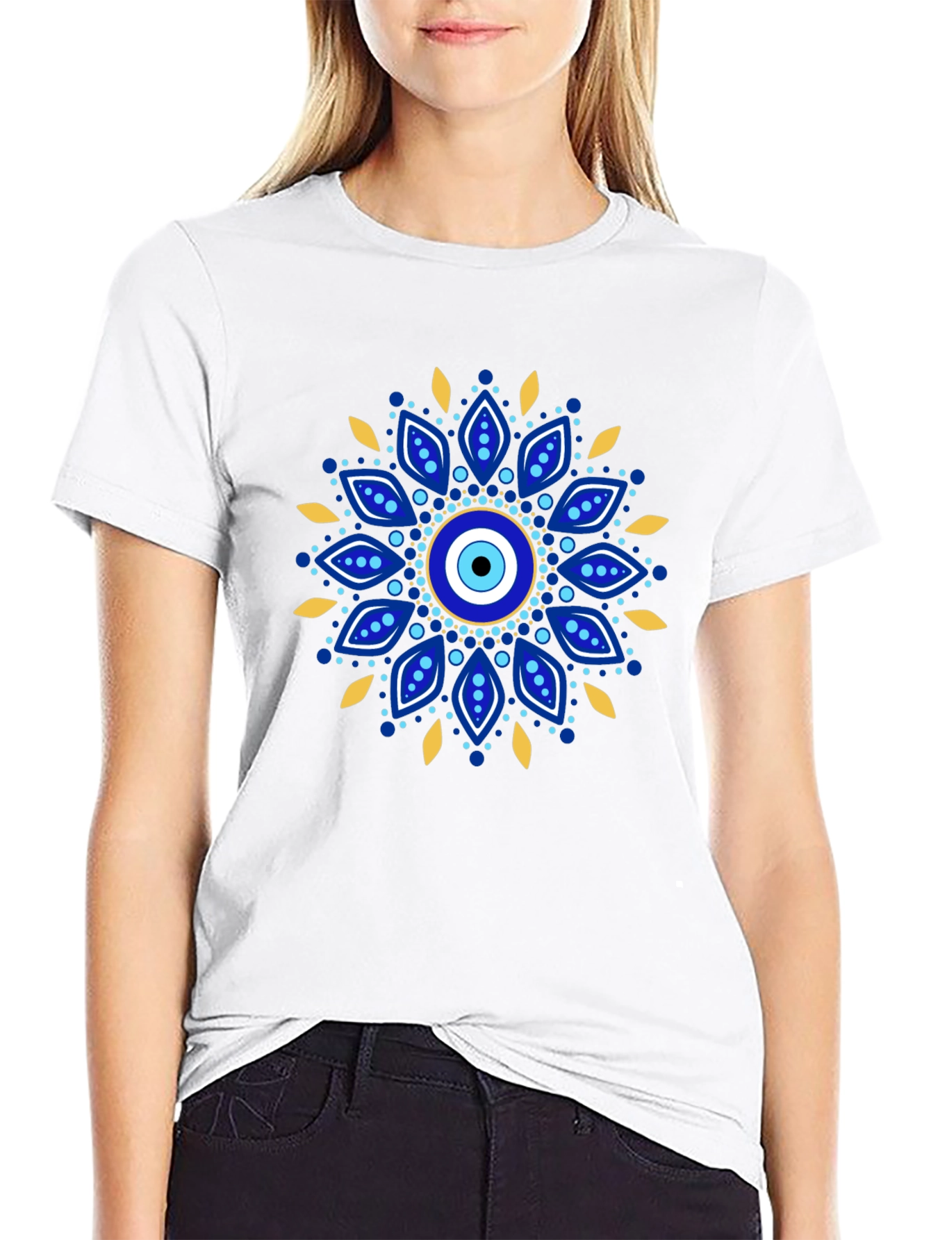Evil Eye Mandala Graphic Tee - Black