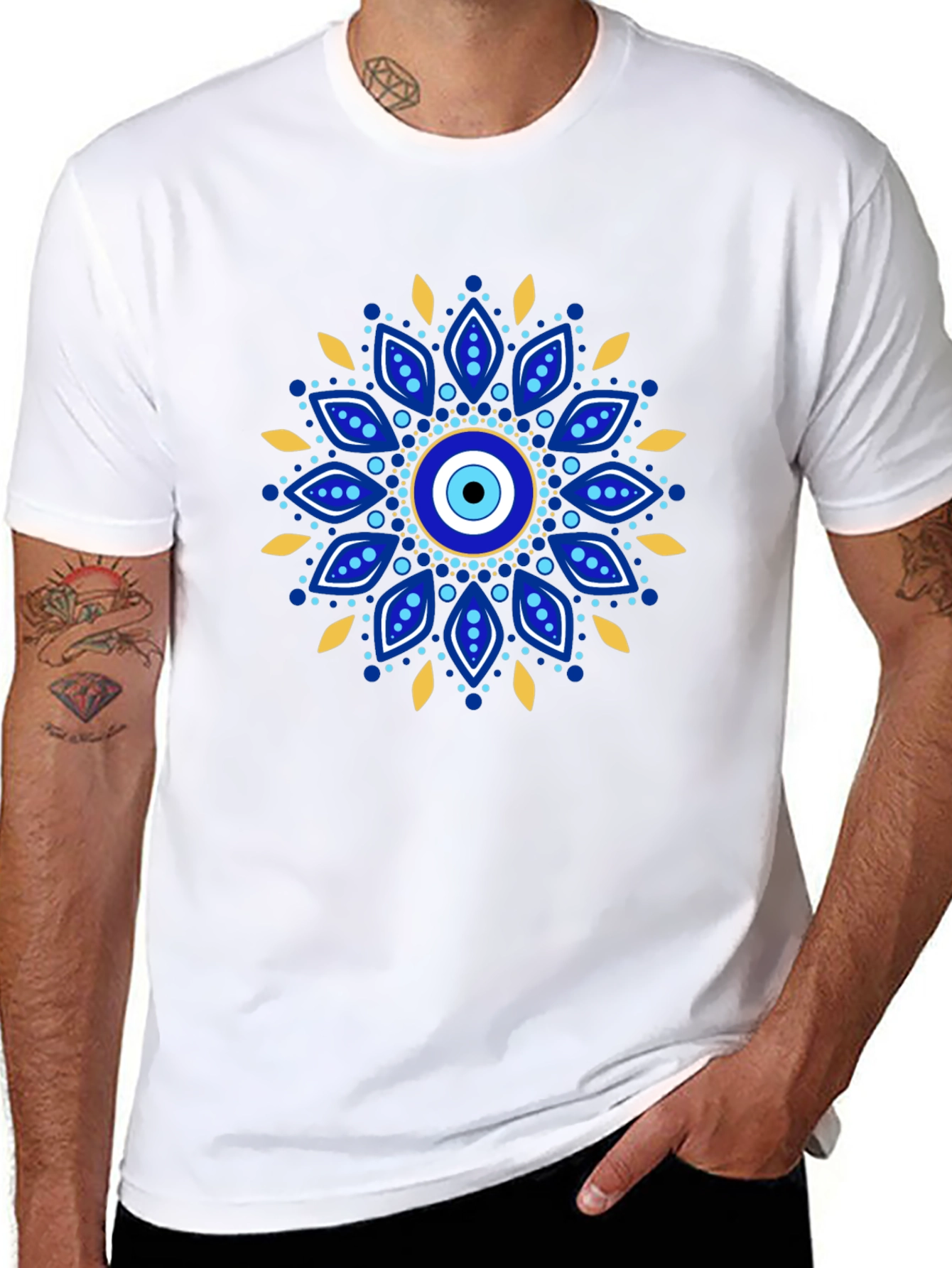 Evil Eye Mandala Graphic Tee - Black