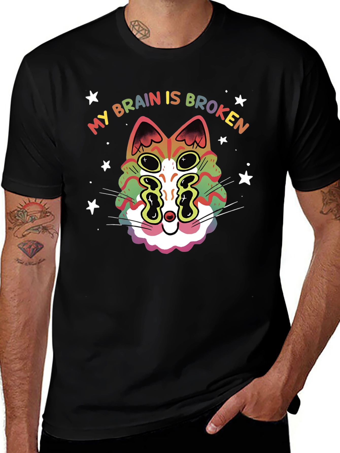 My Brain Is Broken Cat Graphic T-Shirt