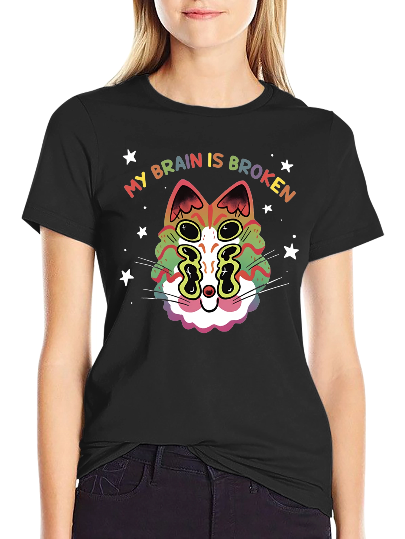 My Brain Is Broken Cat Graphic T-Shirt