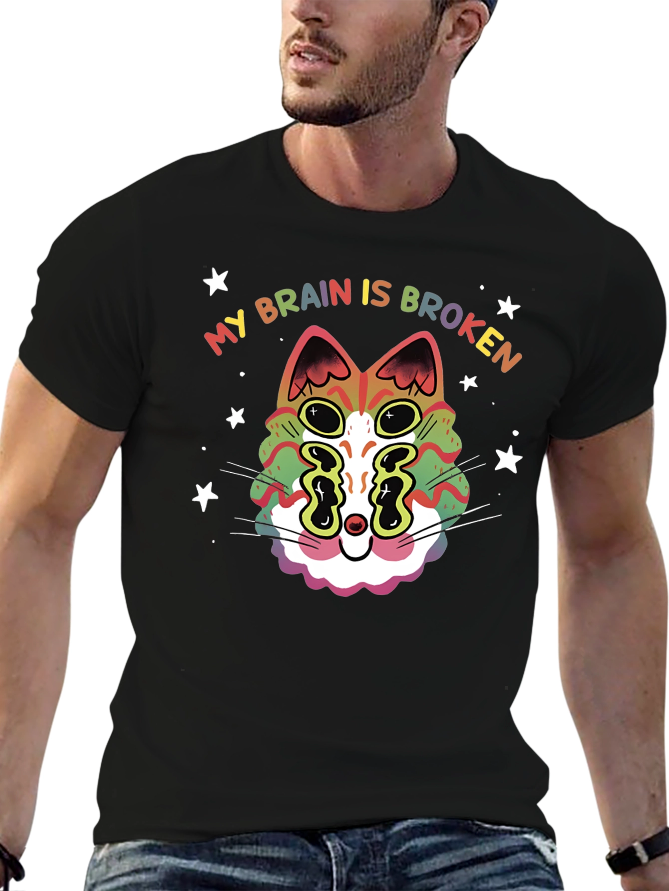 My Brain Is Broken Cat Graphic T-Shirt