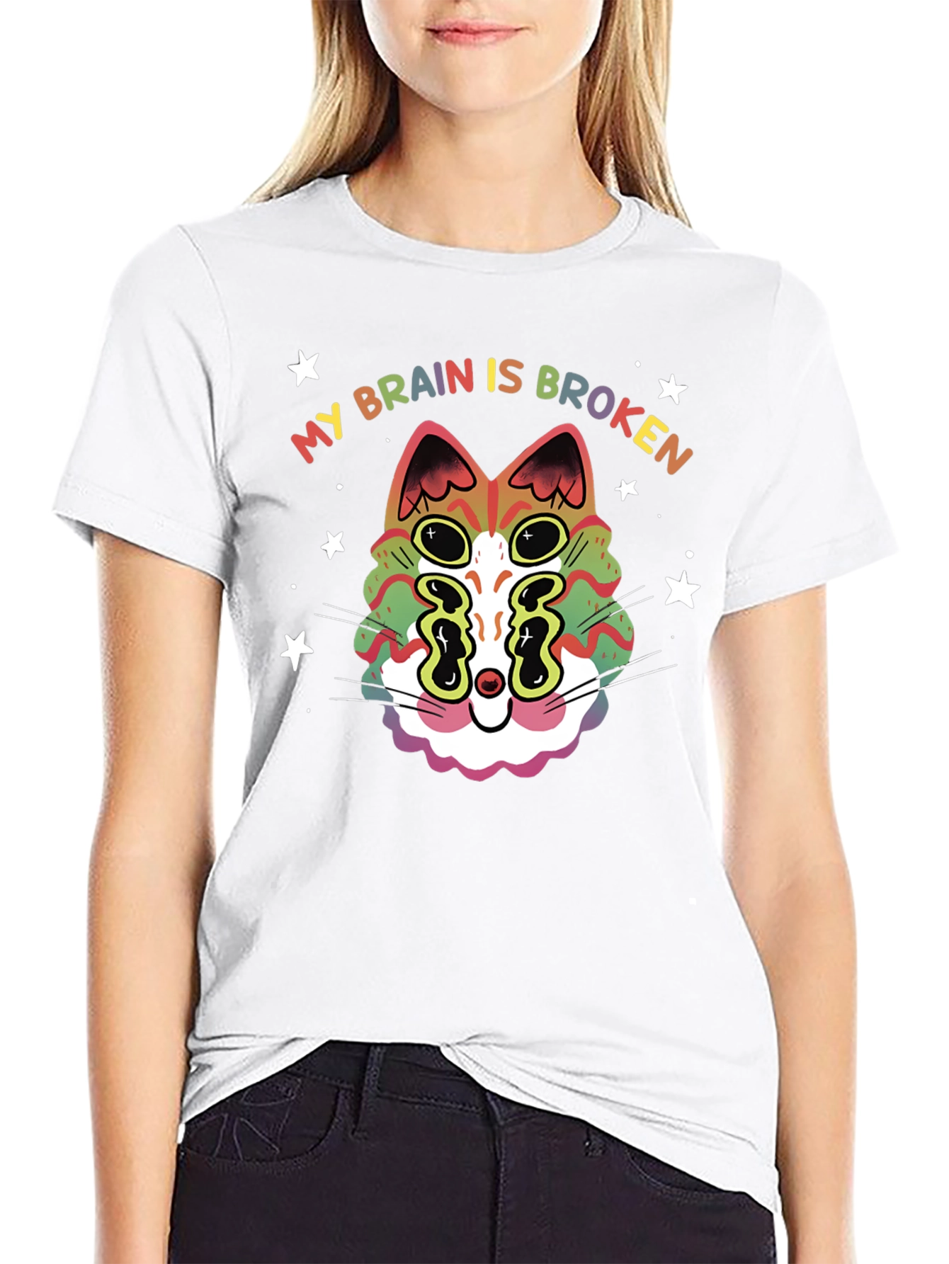 My Brain Is Broken Cat Graphic T-Shirt