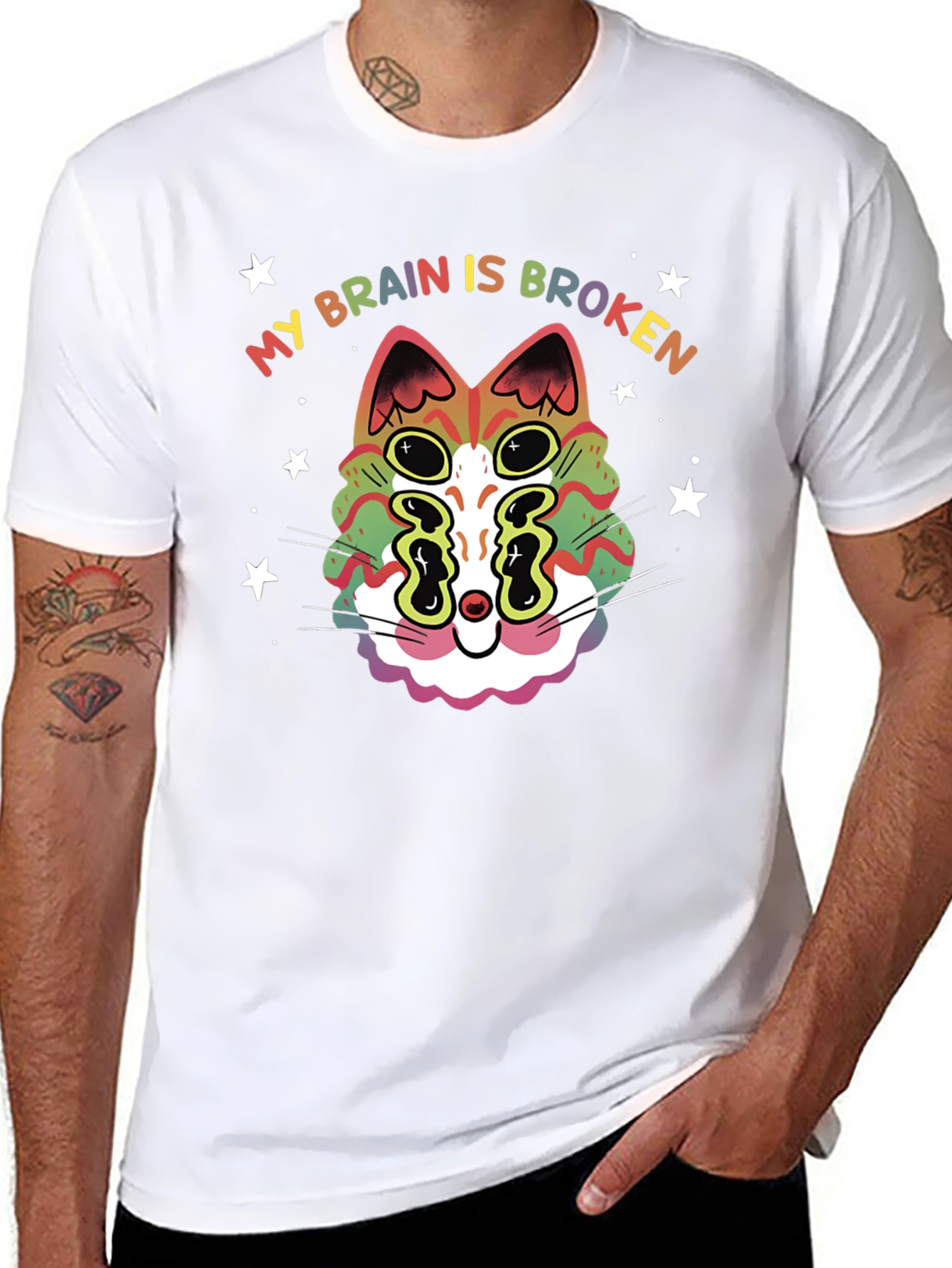 My Brain Is Broken Cat Graphic T-Shirt