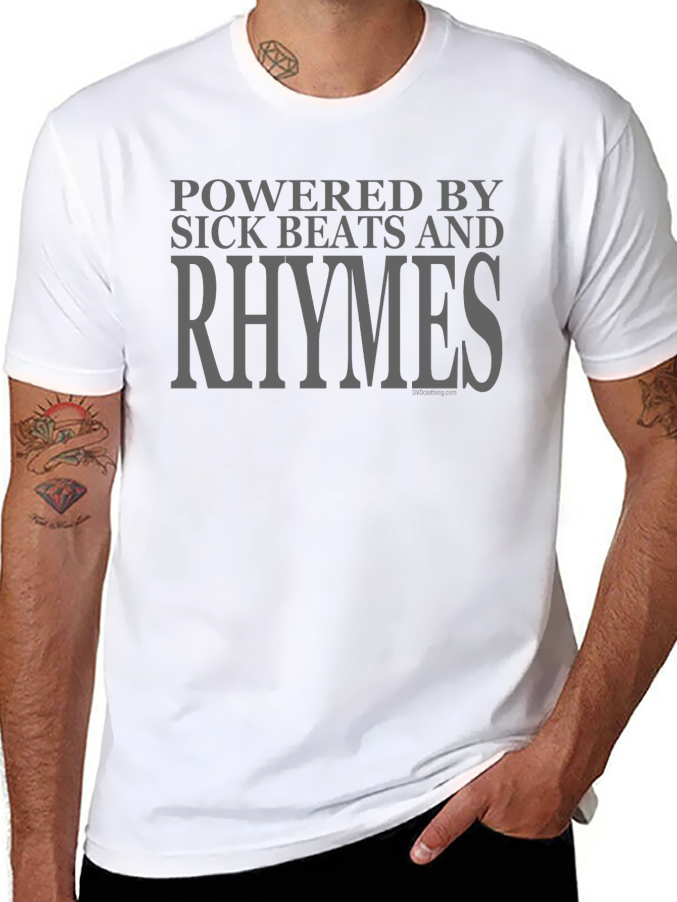 Powered By Sick Beats And Rhymes Black T-Shirt