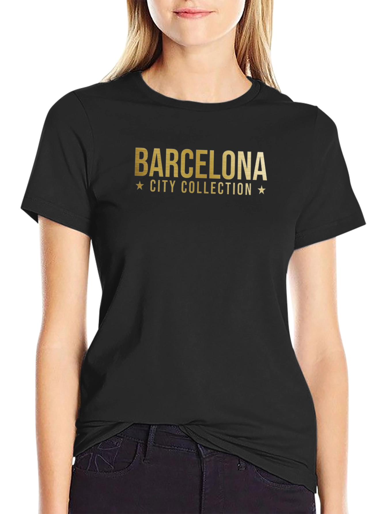 Barcelona City Collection Black Graphic T-Shirt