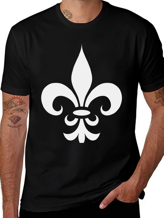 Fleur-de-Lis Graphic Tee - Casual Black T-Shirt