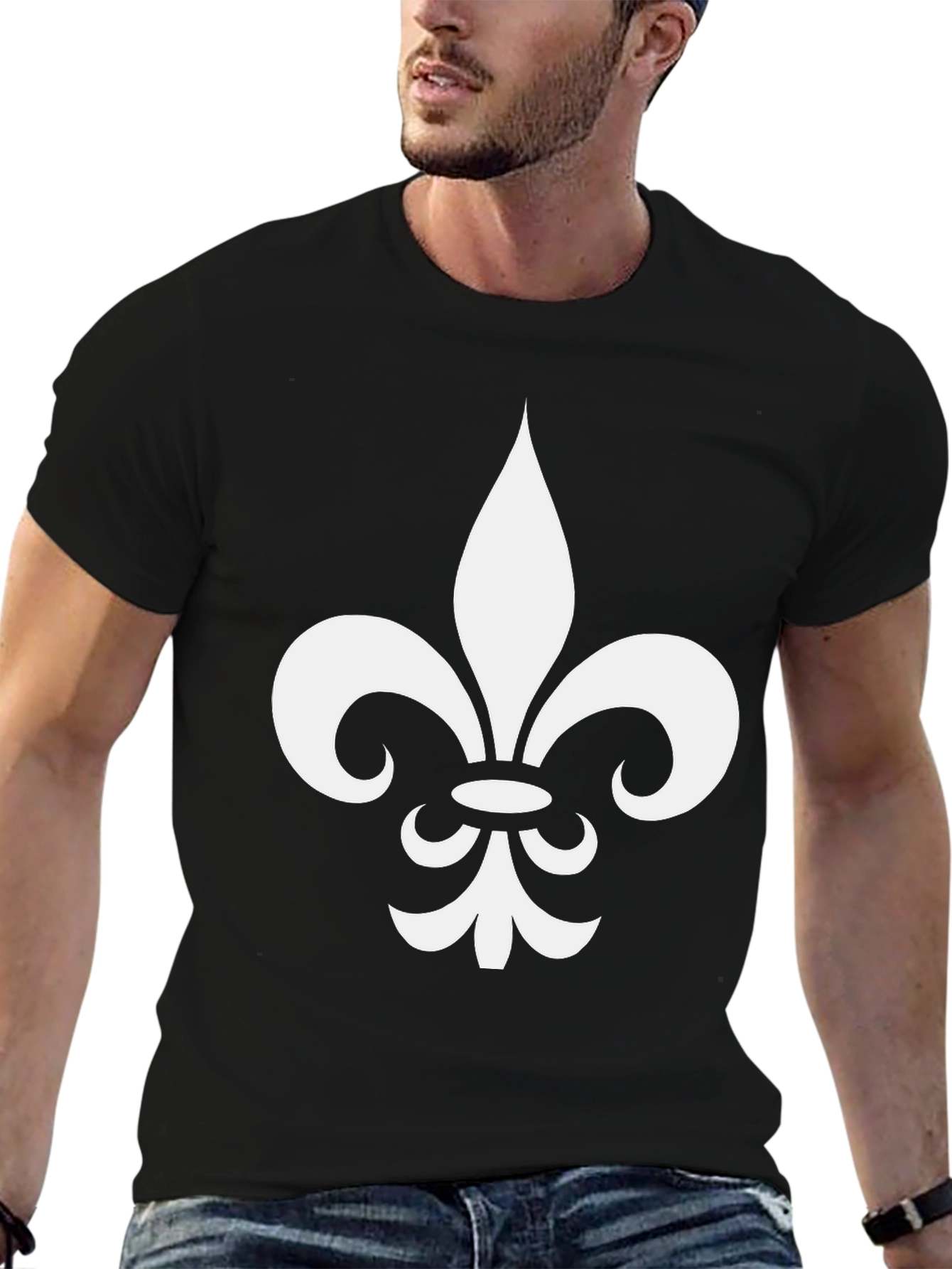 Fleur-de-Lis Graphic Tee - Casual Black T-Shirt