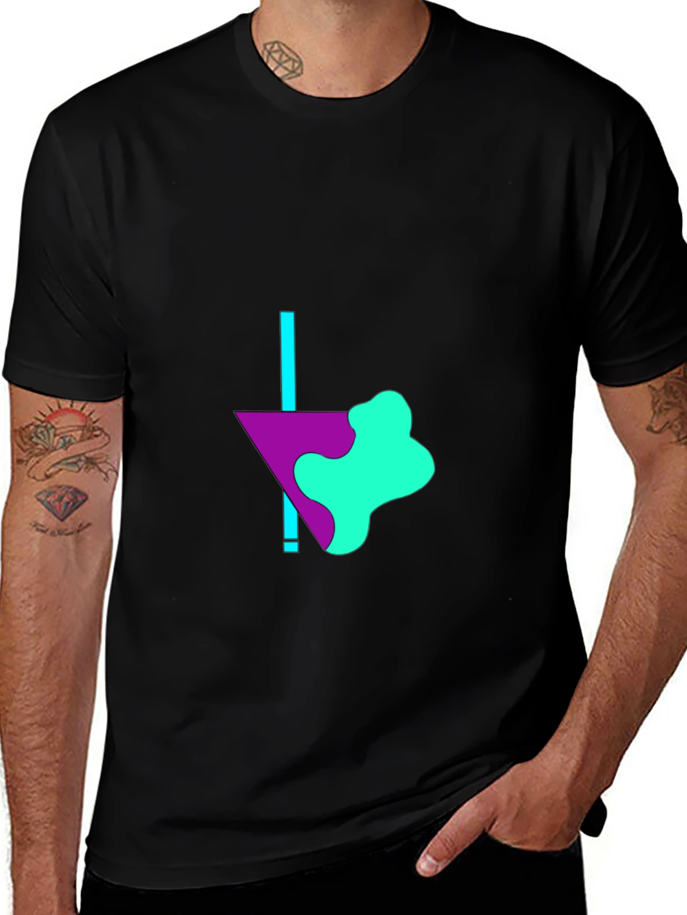 Abstract Graphic Print Mens Black T-Shirt