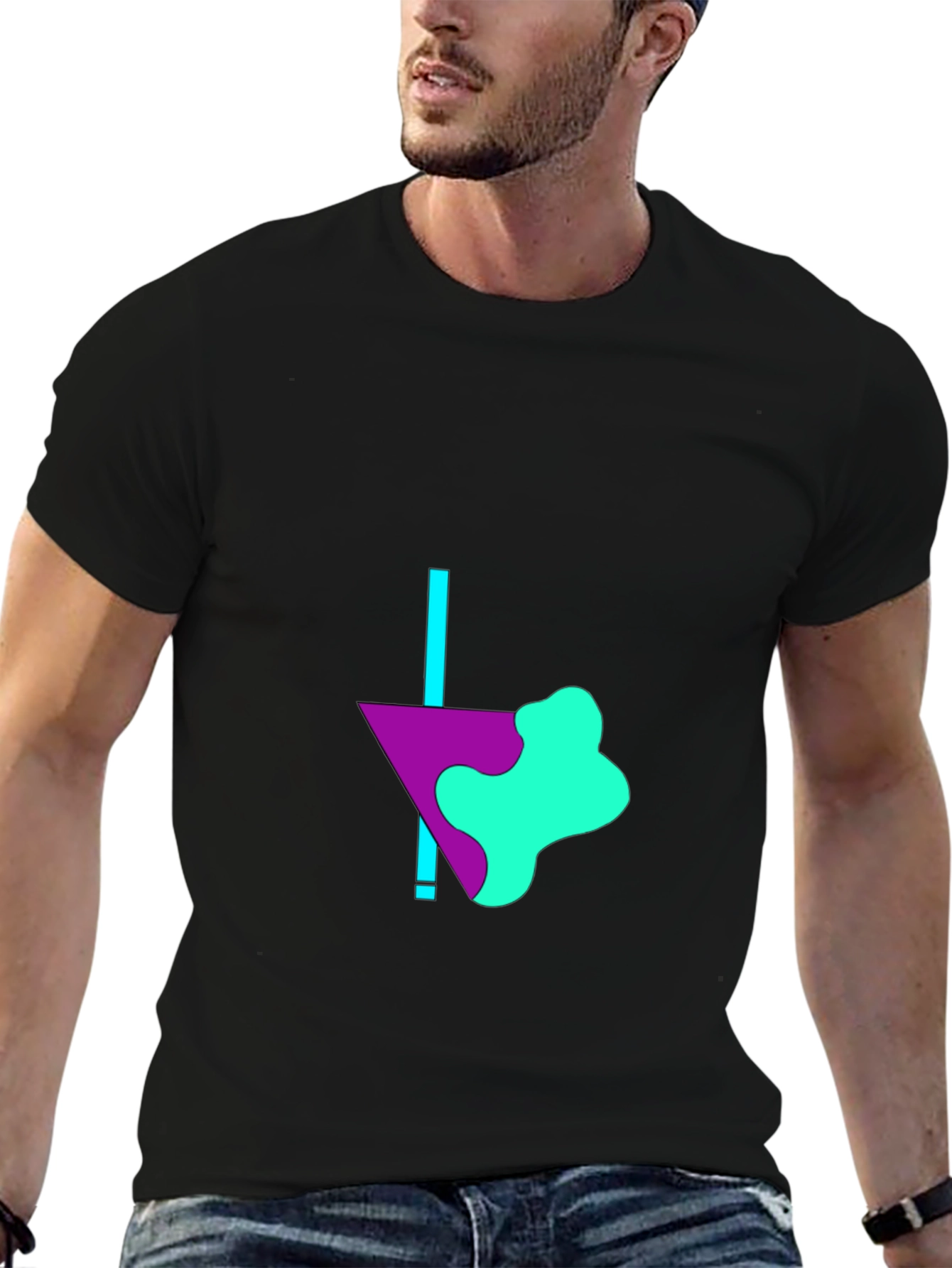 Abstract Graphic Print Mens Black T-Shirt