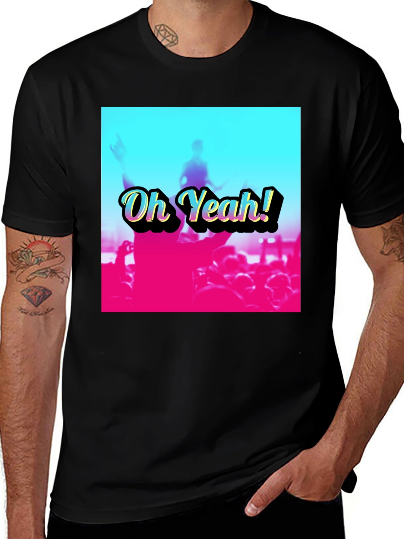 Oh Yeah! Crowd Graphic Tee - Black
