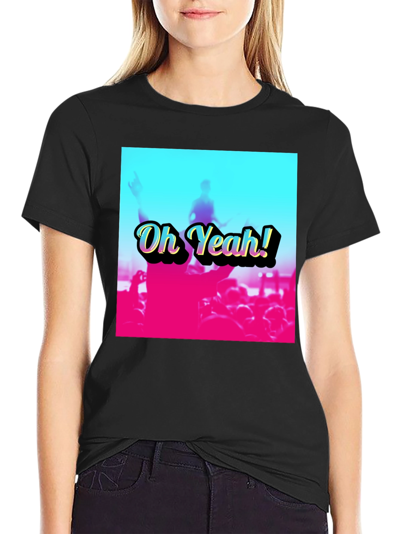 Oh Yeah! Crowd Graphic Tee - Black