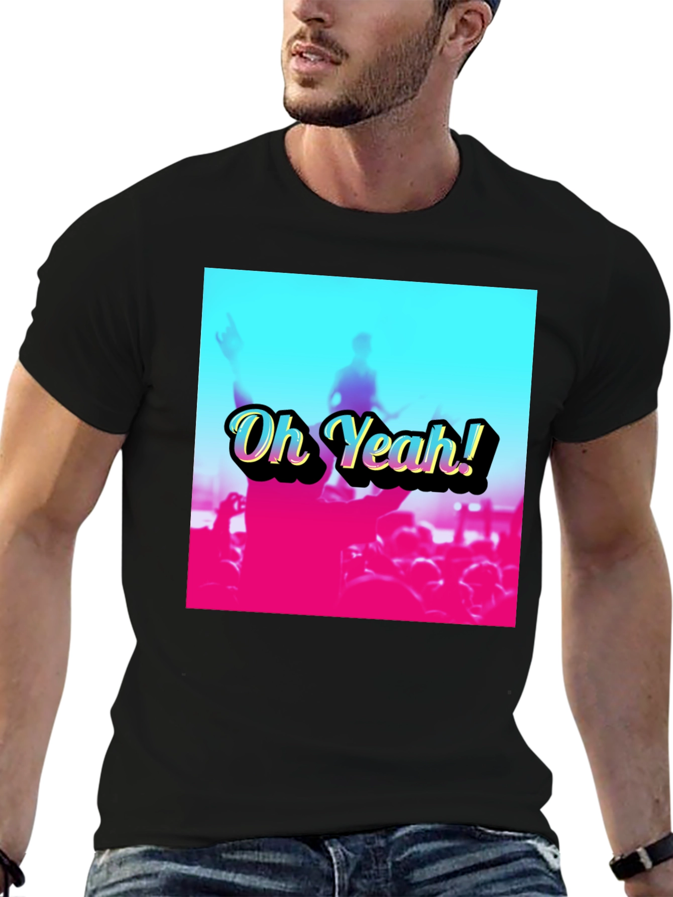 Oh Yeah! Crowd Graphic Tee - Black