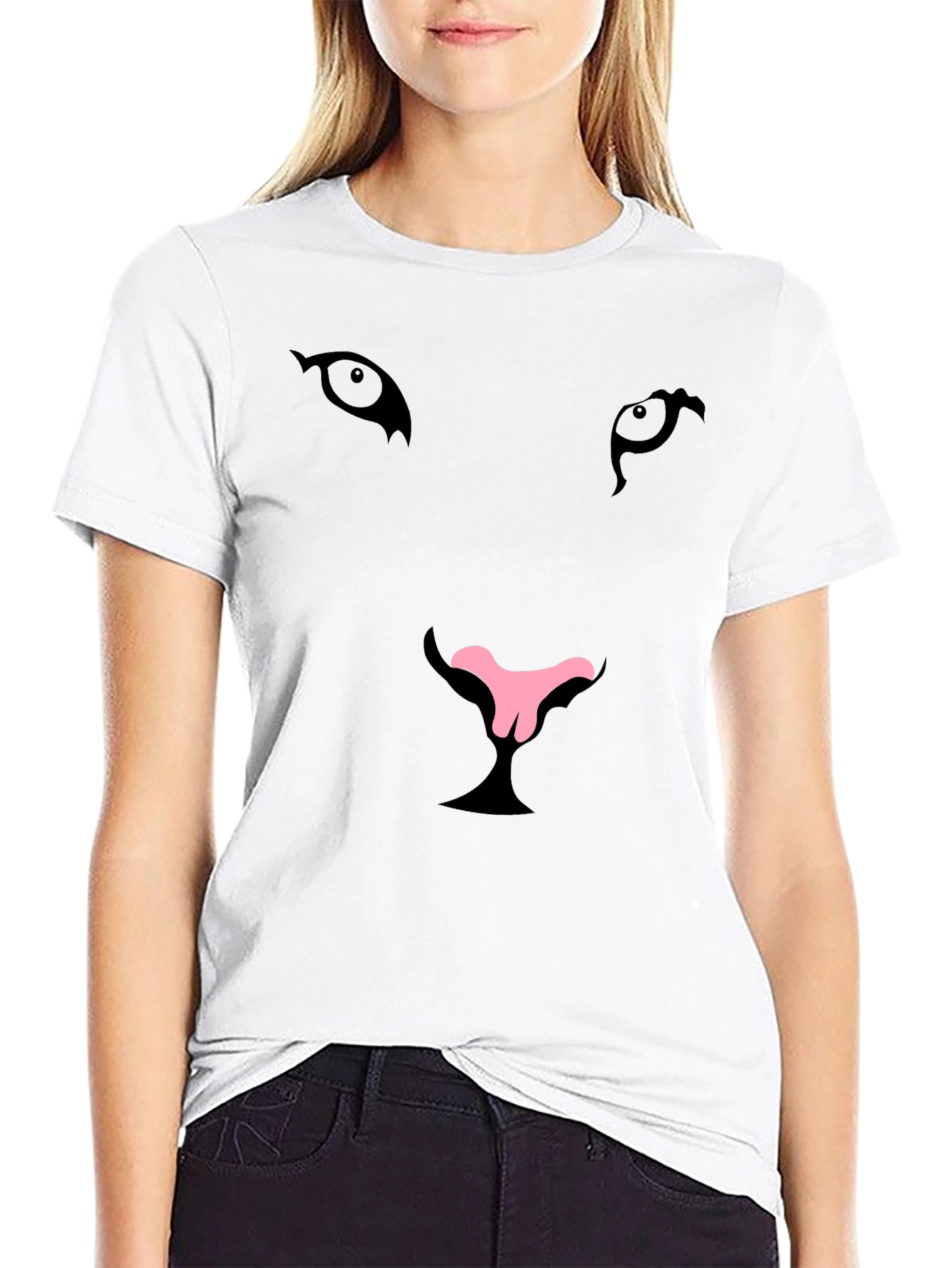 Cool Cat Face Graphic T-Shirt