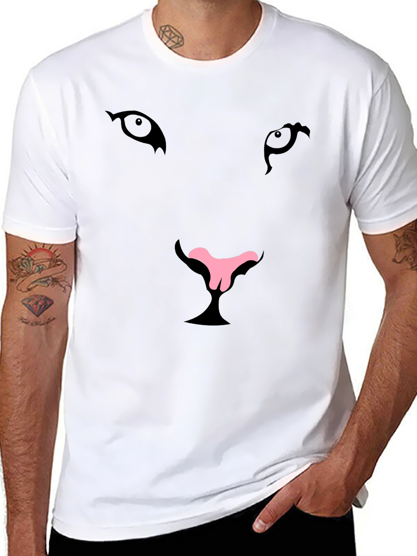 Cool Cat Face Graphic T-Shirt