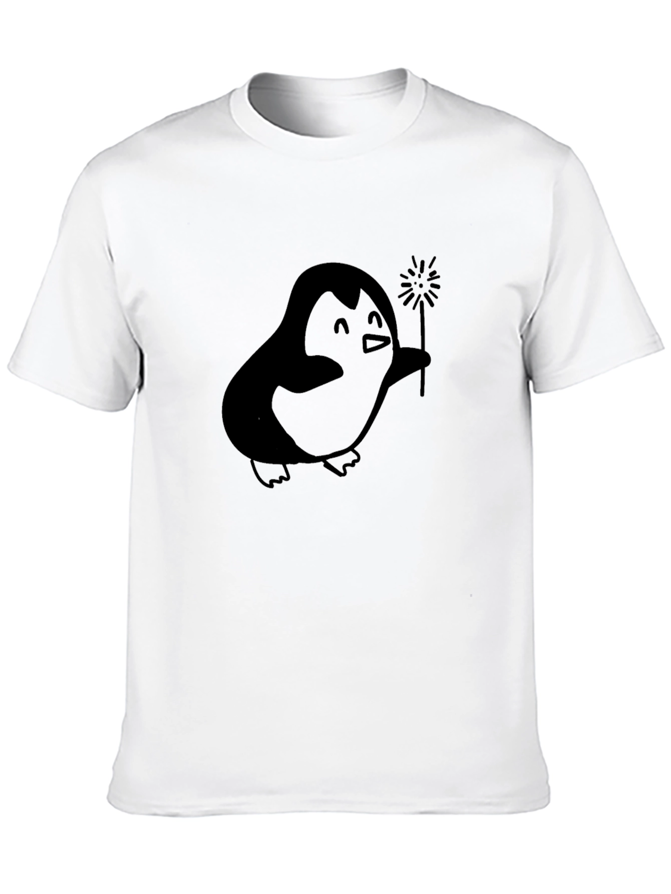 Penguin Sparkler Graphic Tee - Black Cotton T-Shirt