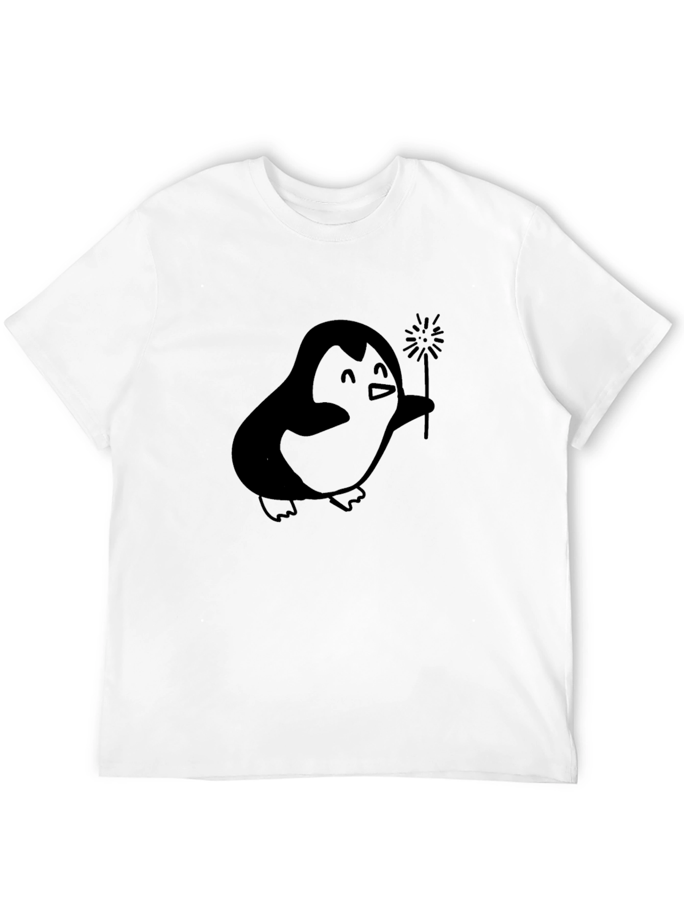 Penguin Sparkler Graphic Tee - Black Cotton T-Shirt
