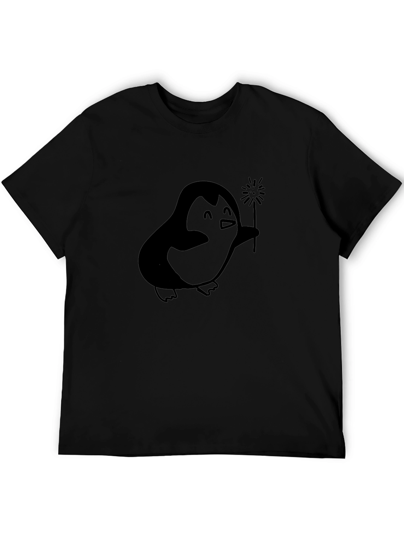 Penguin Sparkler Graphic Tee - Black Cotton T-Shirt