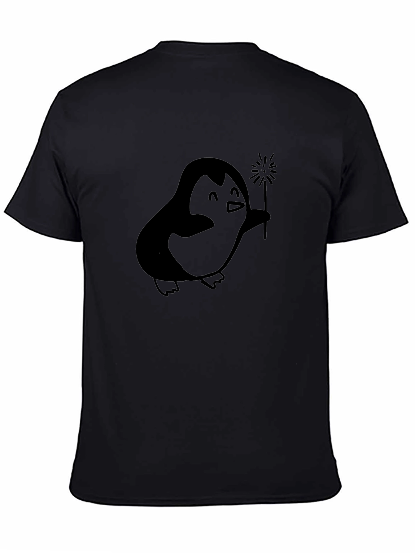 Penguin Sparkler Graphic Tee - Black Cotton T-Shirt