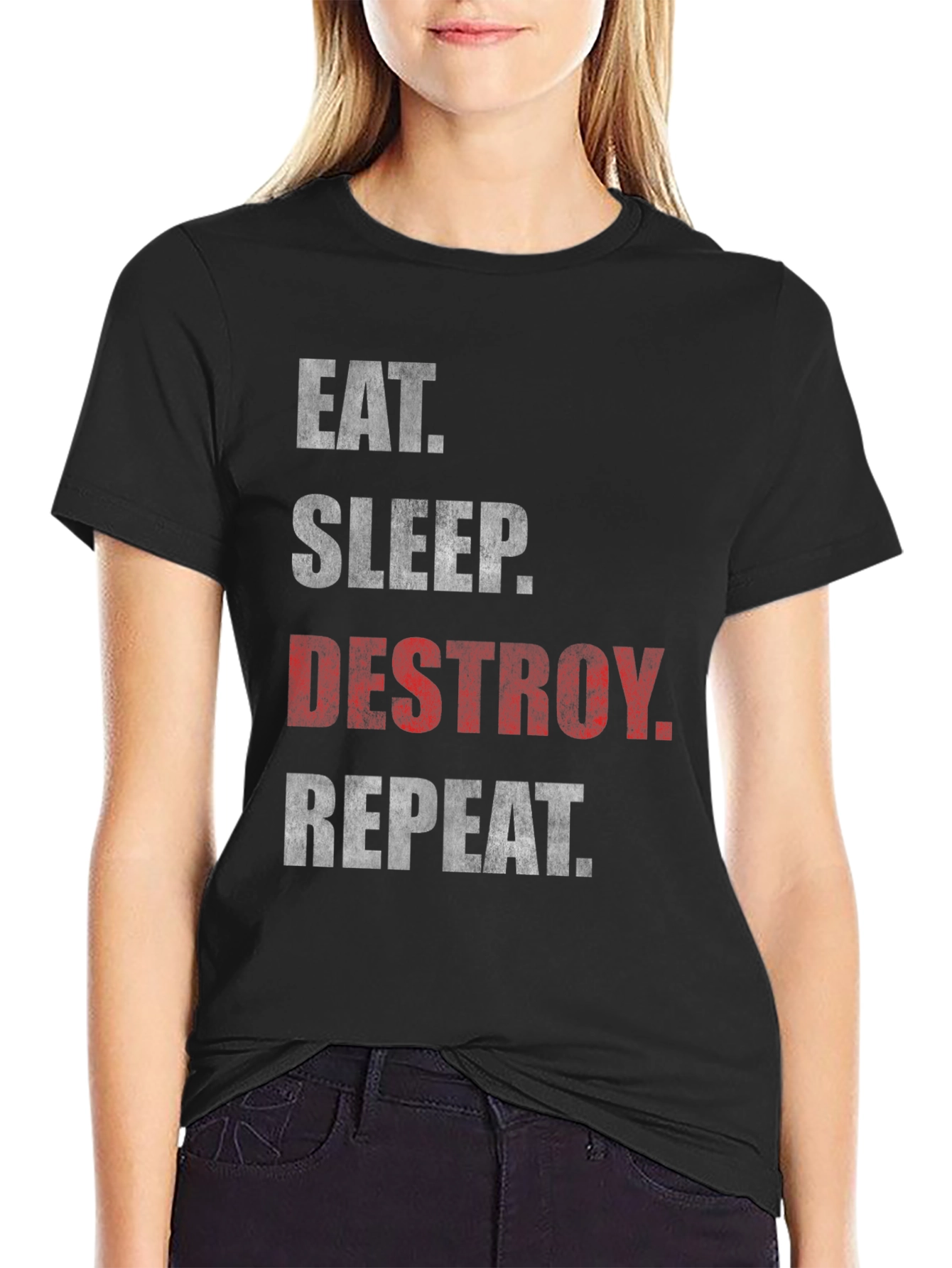 Eat Sleep Destroy Repeat Black Graphic Tee