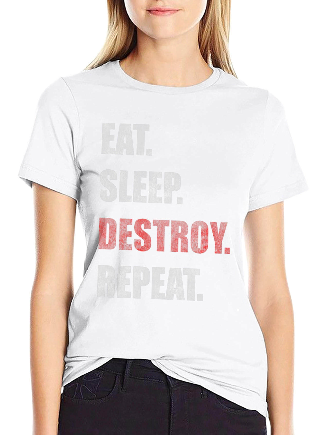 Eat Sleep Destroy Repeat Black Graphic Tee