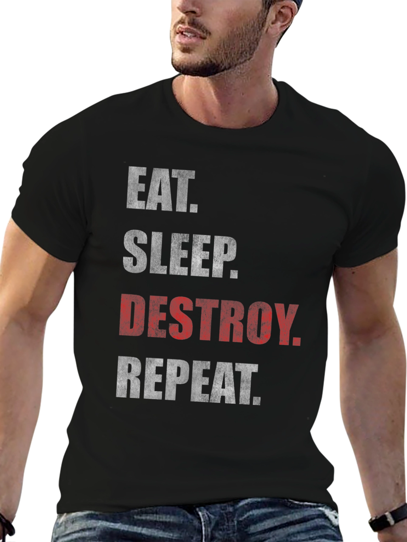 Eat Sleep Destroy Repeat Black Graphic Tee