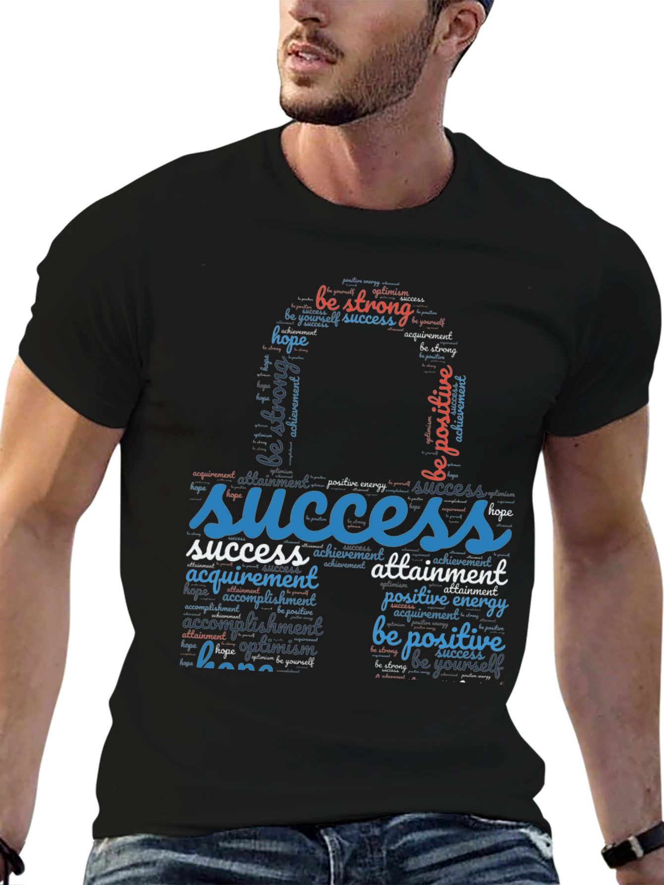 Inspirational Word Art T-Shirt - Be Positive!