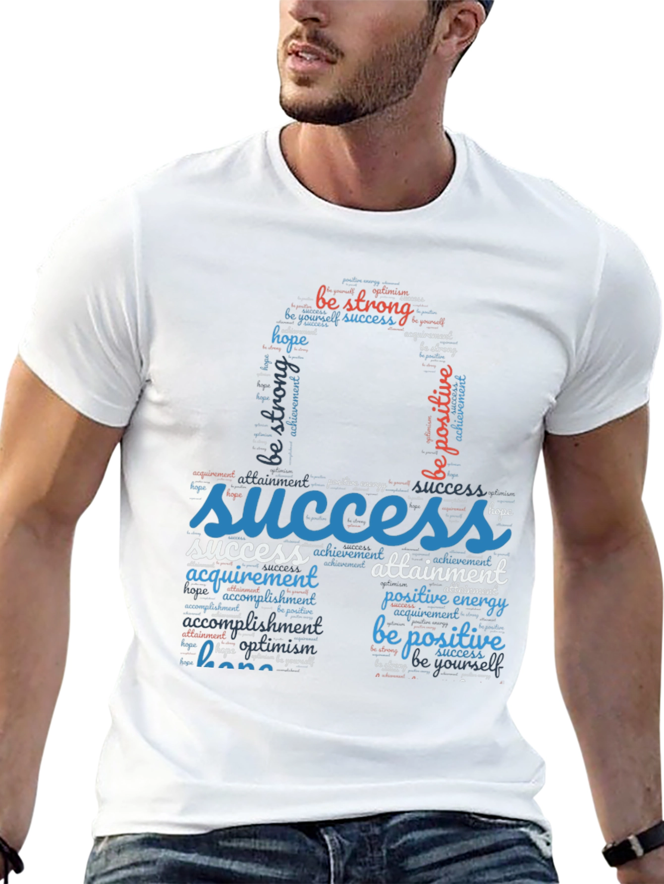 Inspirational Word Art T-Shirt - Be Positive!