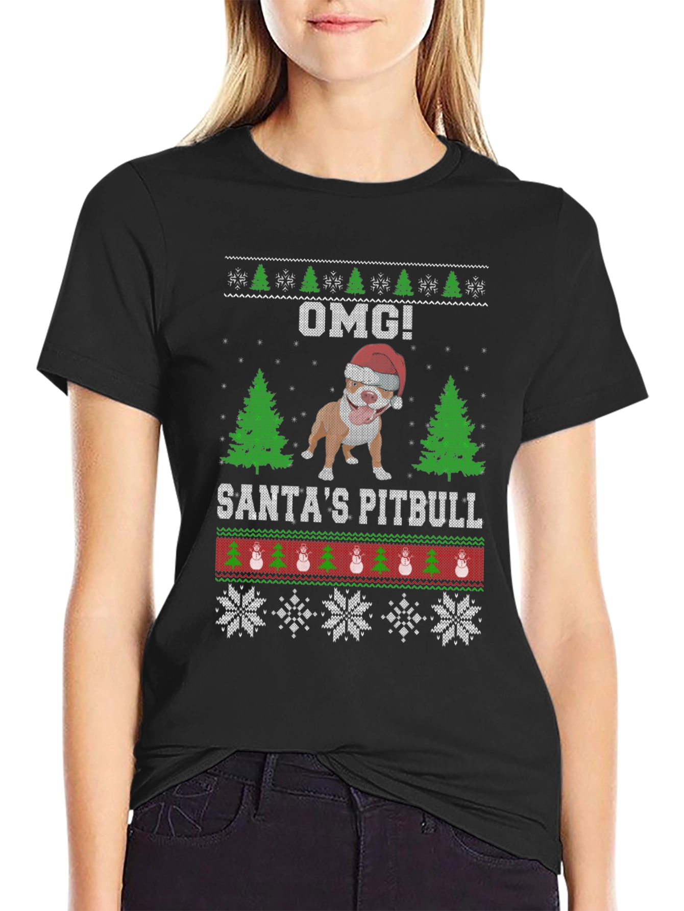 OMG! Santas Pitbull Christmas T-Shirt