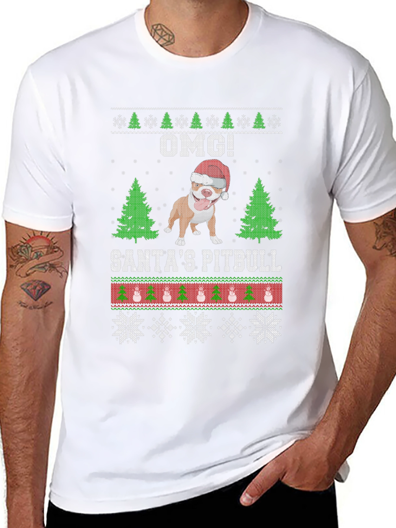 OMG! Santas Pitbull Christmas T-Shirt