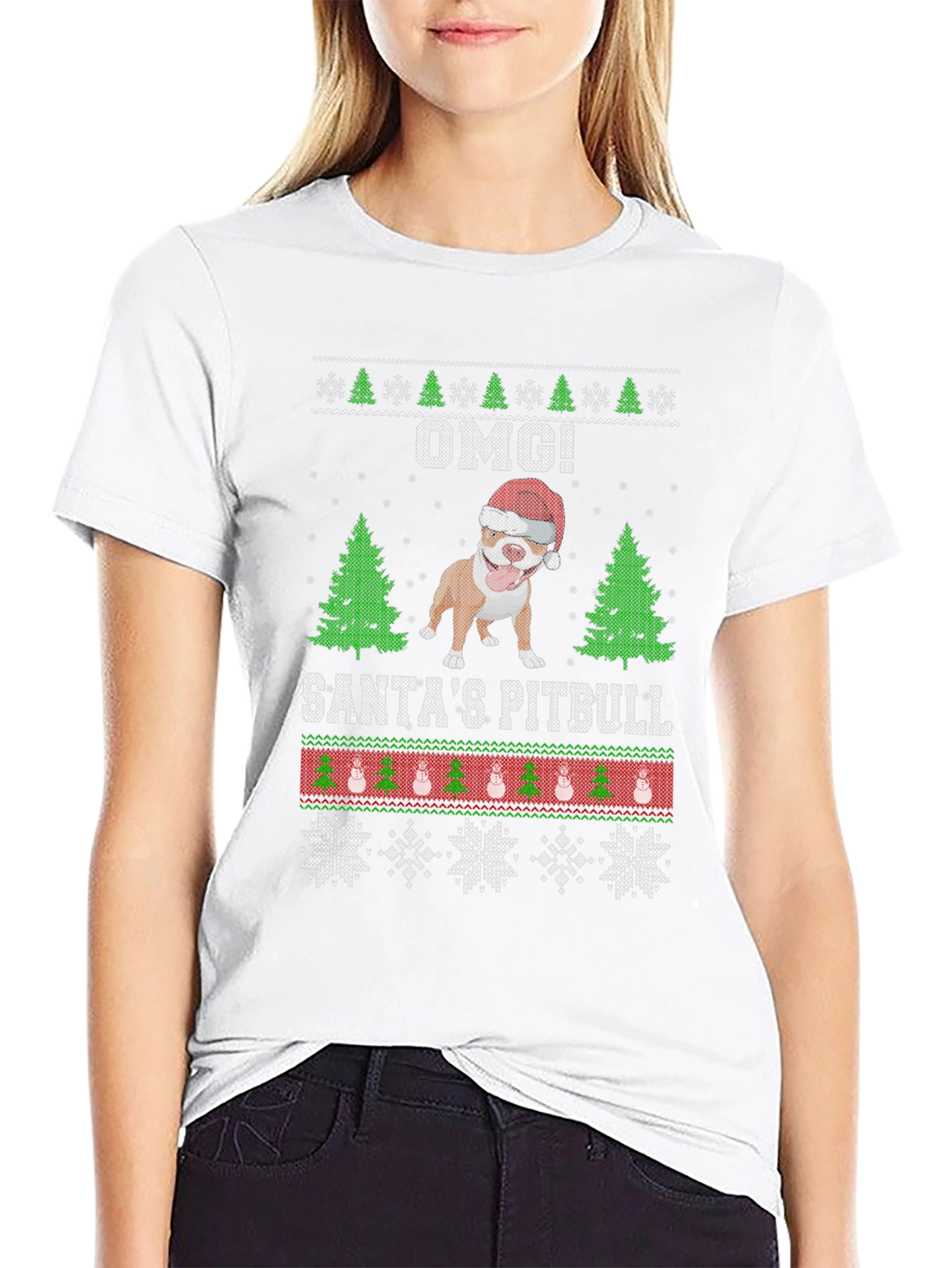 OMG! Santas Pitbull Christmas T-Shirt