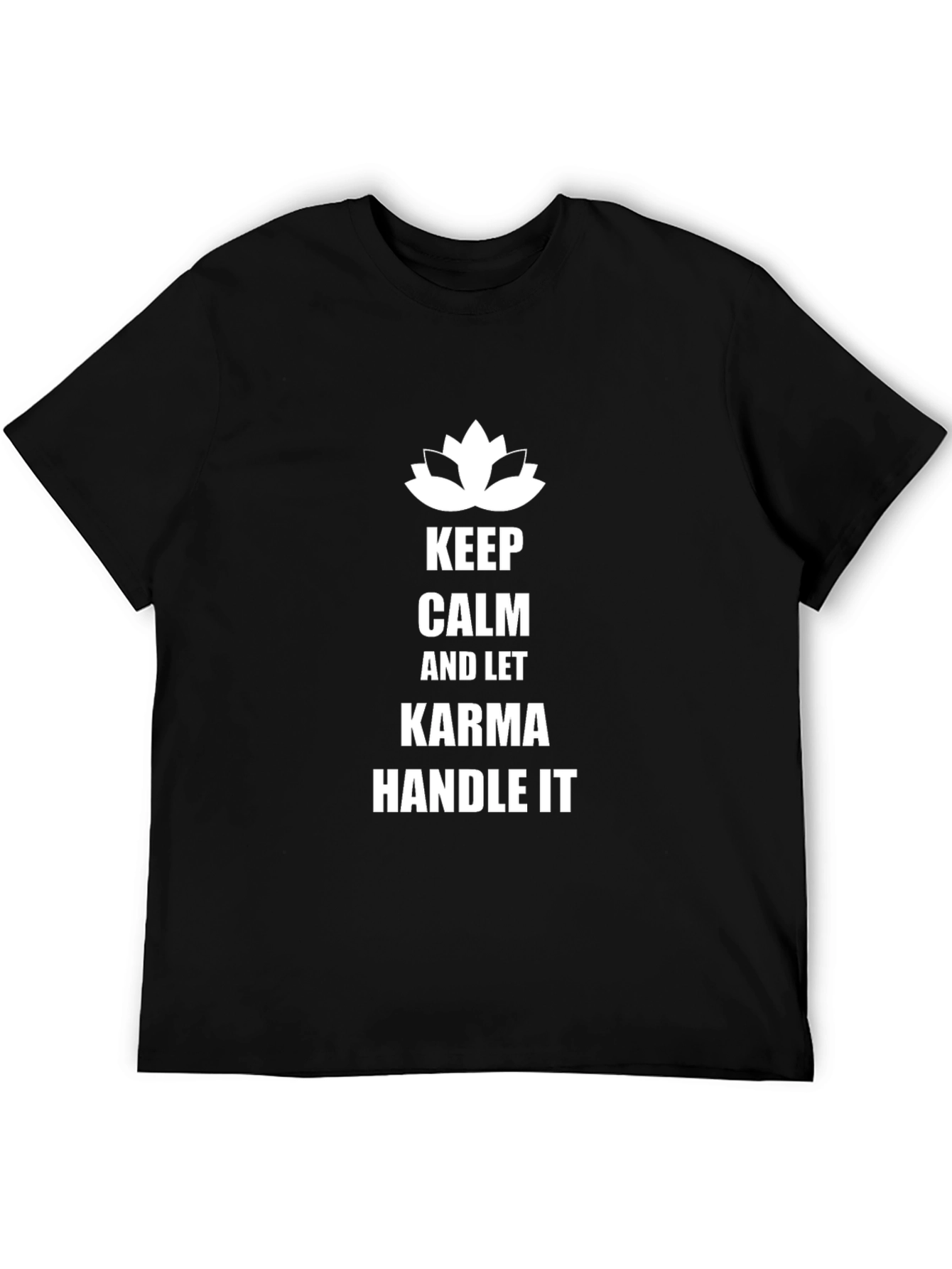 Keep Calm Karma Mens Black T-Shirt