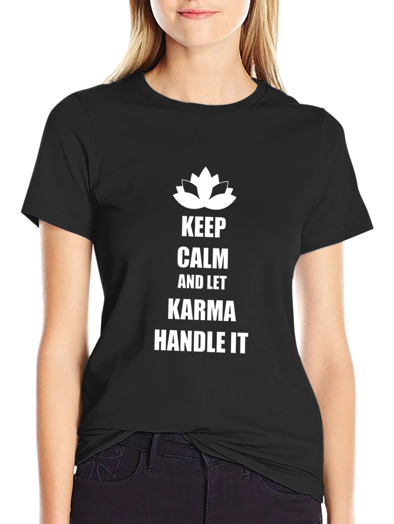 Keep Calm Karma Mens Black T-Shirt