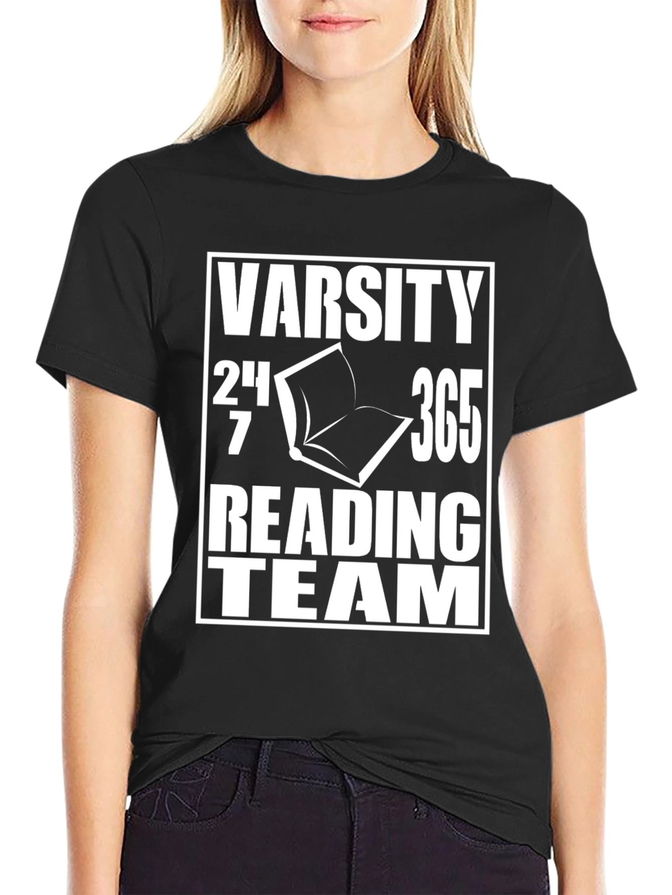 Varsity Reading Team T-Shirt - Black Cotton Tee
