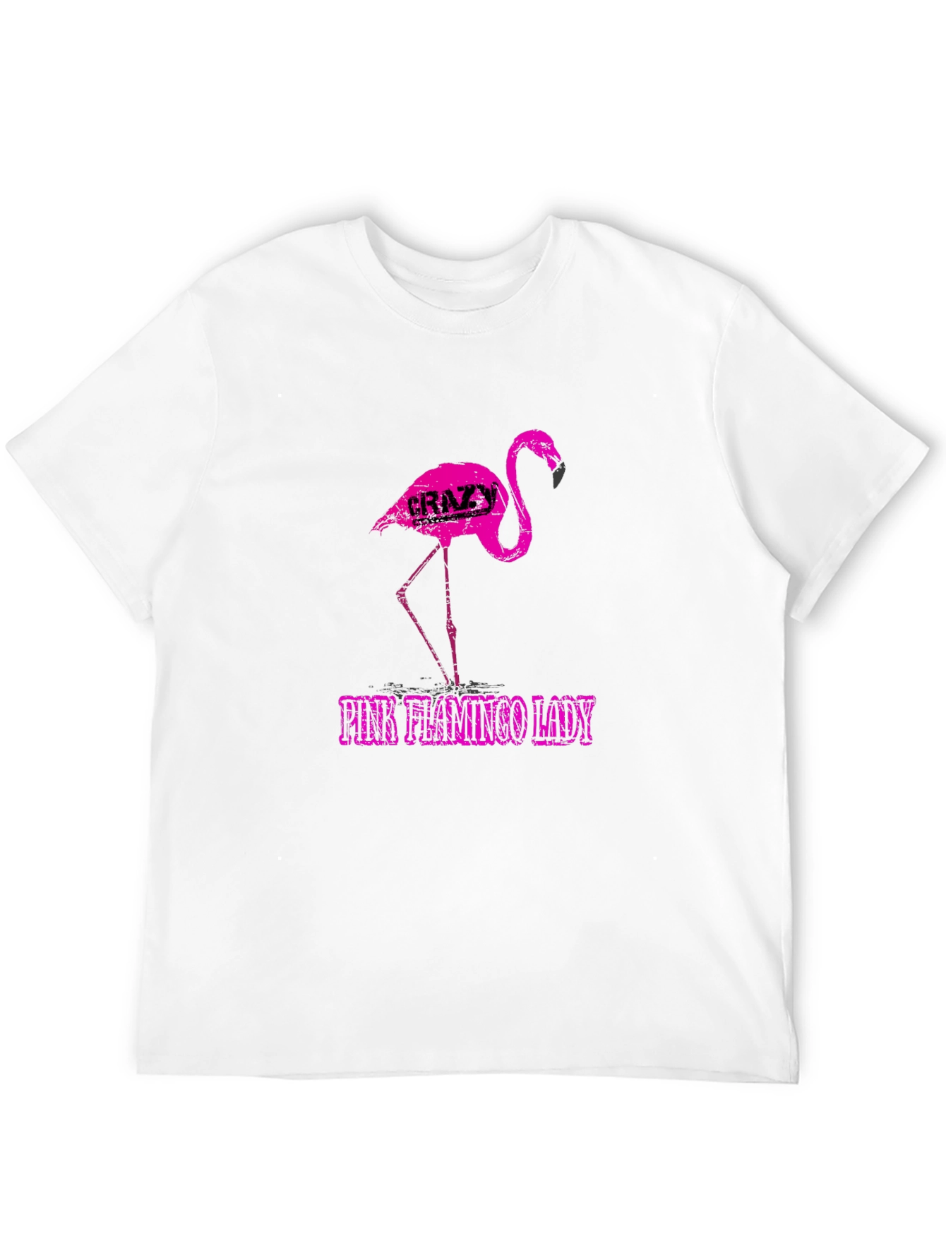 Crazy Pink Flamingo Lady Graphic Tee