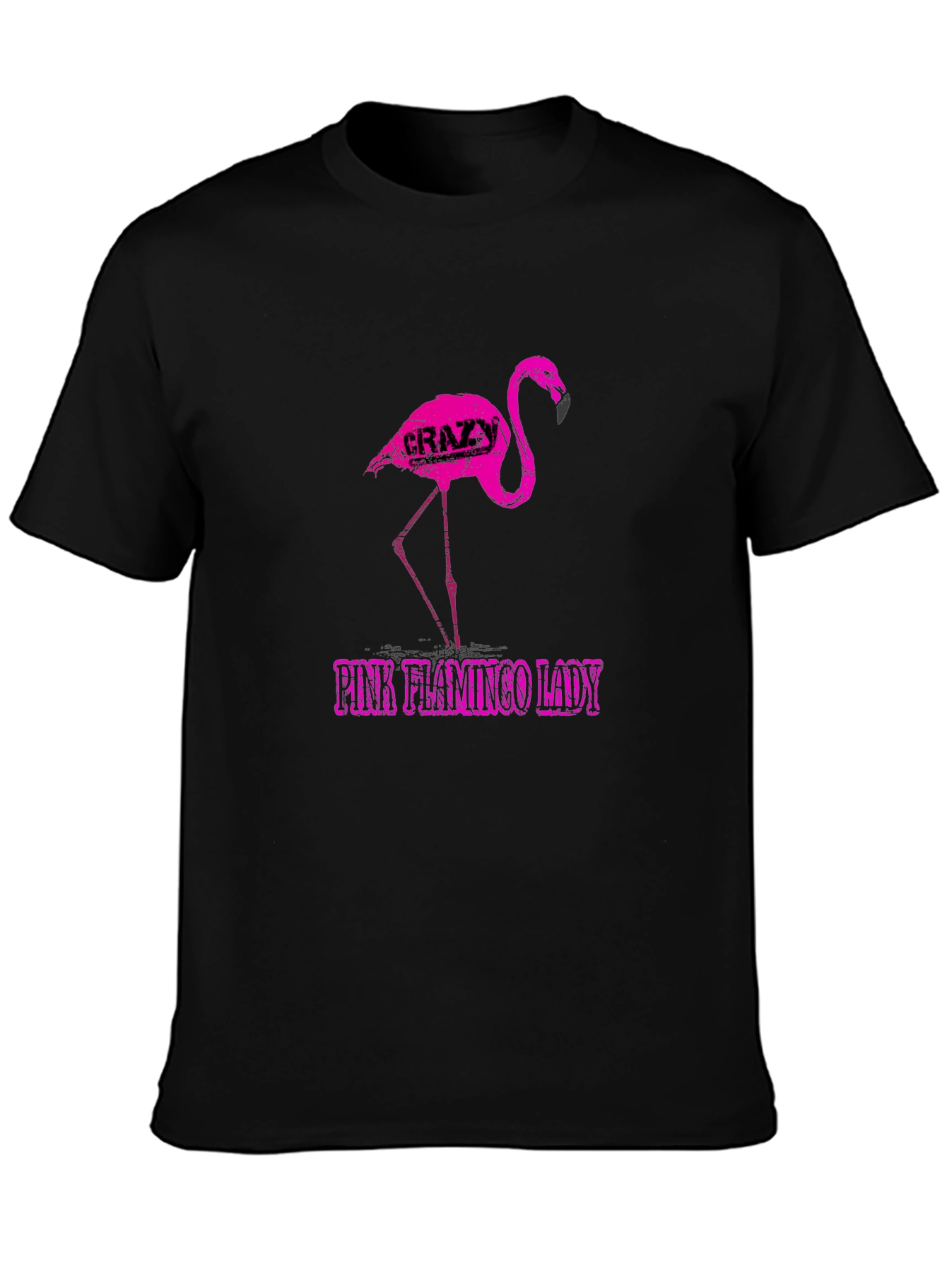 Crazy Pink Flamingo Lady Graphic Tee
