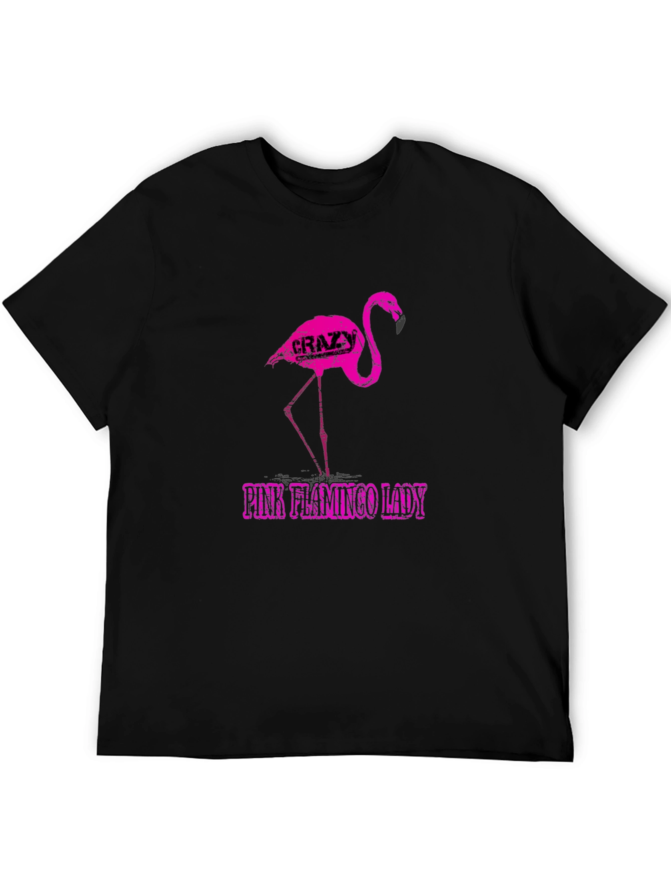 Crazy Pink Flamingo Lady Graphic Tee