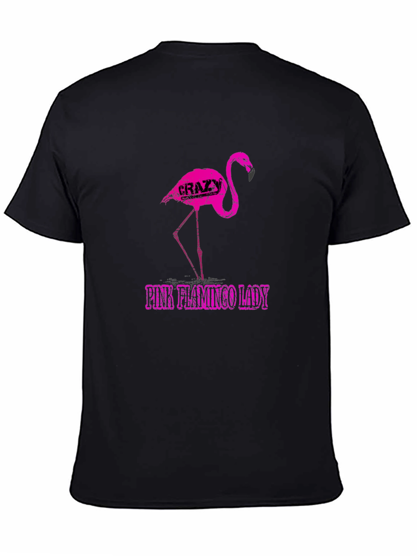 Crazy Pink Flamingo Lady Graphic Tee