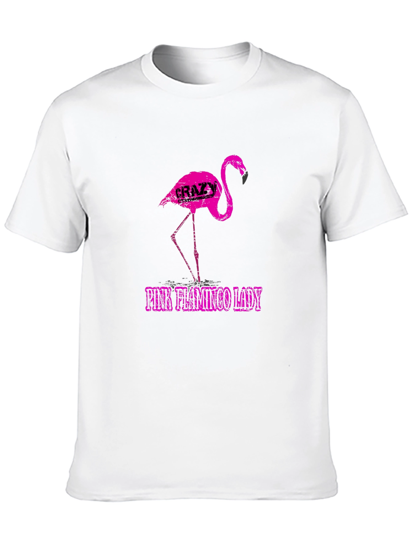 Crazy Pink Flamingo Lady Graphic Tee