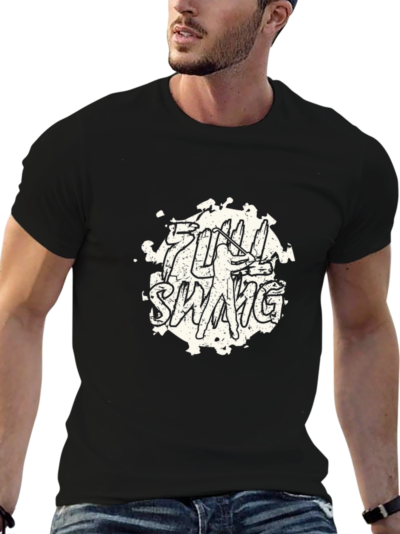 Full Swing Golf Graphic T-Shirt - Black Cotton Tee